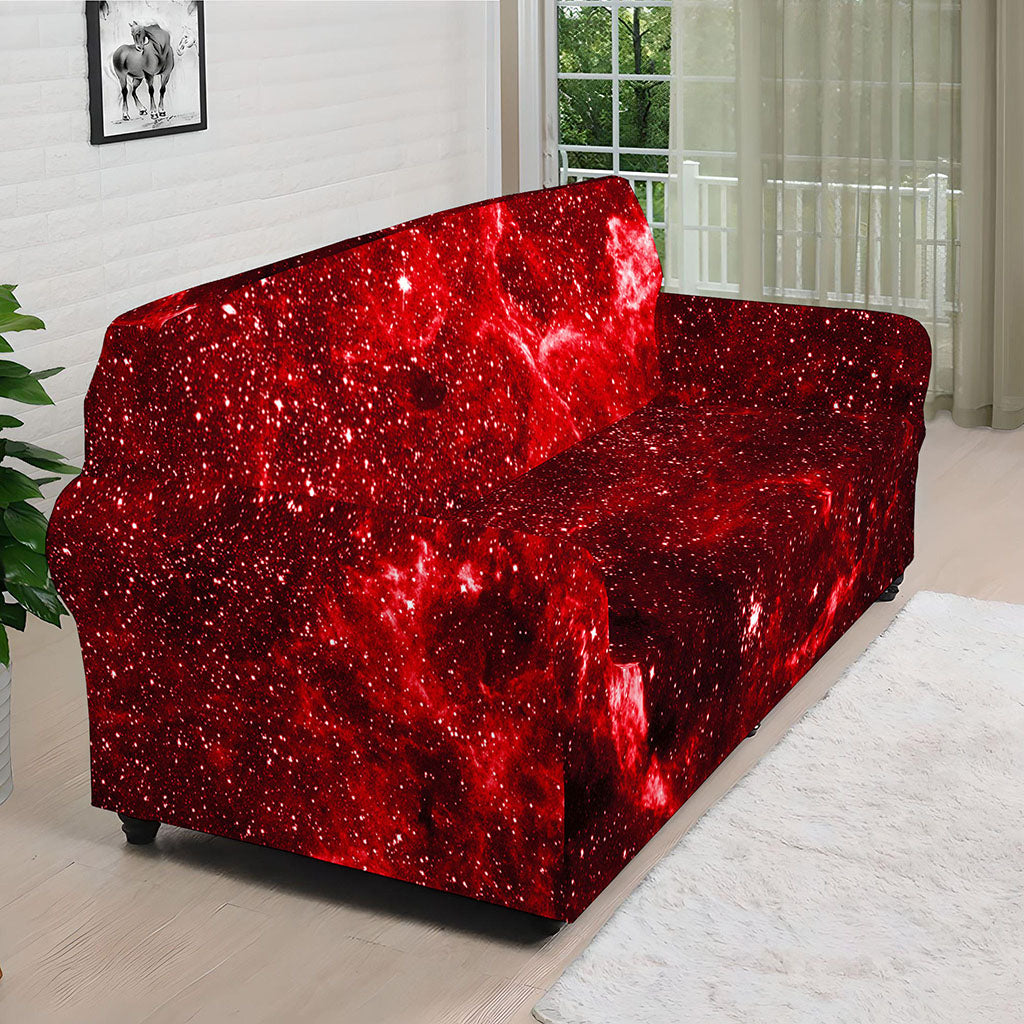 Red Stardust Universe Galaxy Space Print Sofa Cover