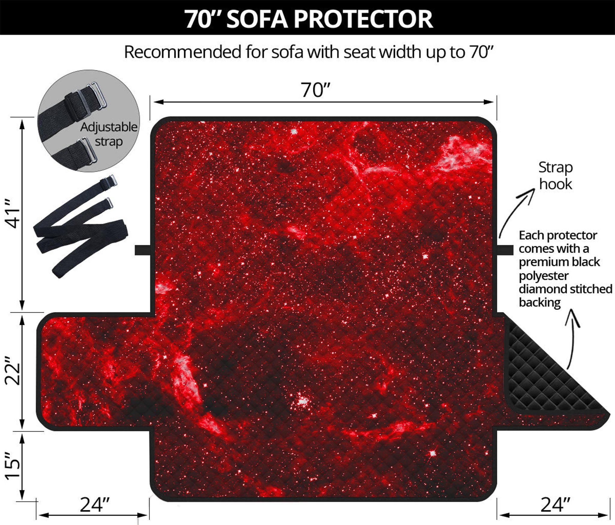 Red Stardust Universe Galaxy Space Print Sofa Protector