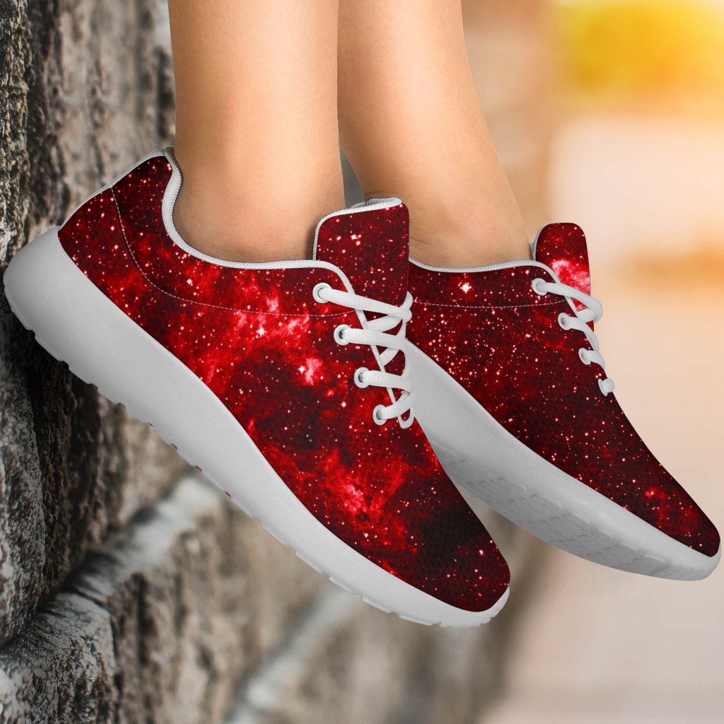 Red Stardust Universe Galaxy Space Print Sport Shoes GearFrost