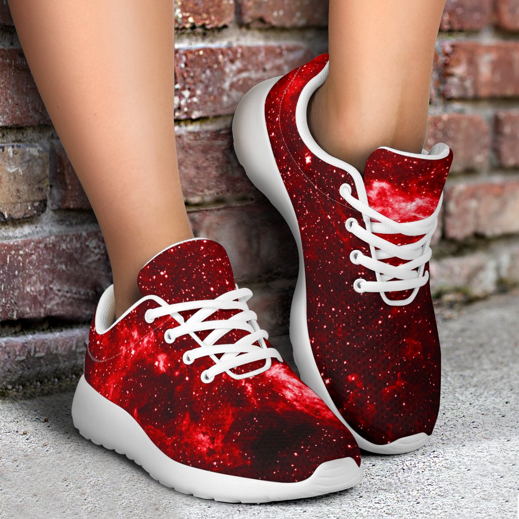 Red Stardust Universe Galaxy Space Print Sport Shoes GearFrost