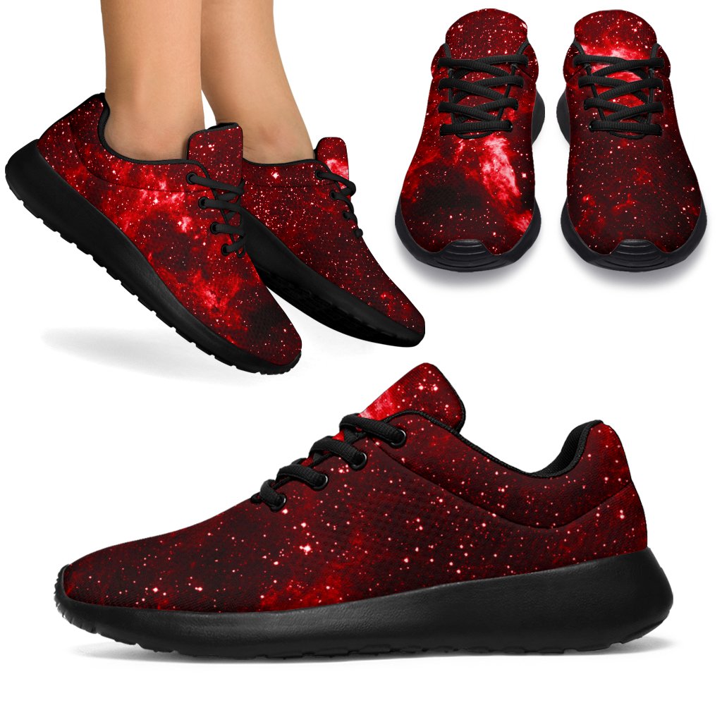 Red Stardust Universe Galaxy Space Print Sport Shoes GearFrost