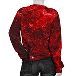 Red Stardust Universe Galaxy Space Print Women's Crewneck Sweatshirt GearFrost