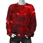 Red Stardust Universe Galaxy Space Print Women's Crewneck Sweatshirt GearFrost