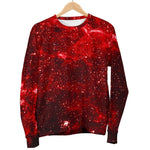 Red Stardust Universe Galaxy Space Print Women's Crewneck Sweatshirt GearFrost