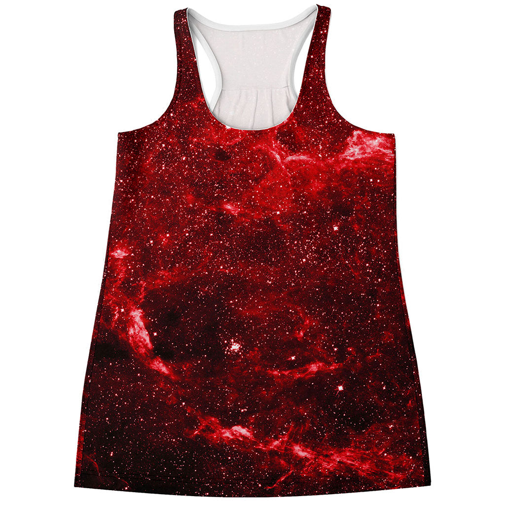 Red Stardust Universe Galaxy Space Print Women's Racerback Tank Top