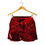 Red Stardust Universe Galaxy Space Print Women's Shorts