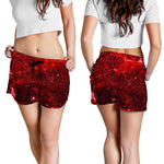 Red Stardust Universe Galaxy Space Print Women's Shorts