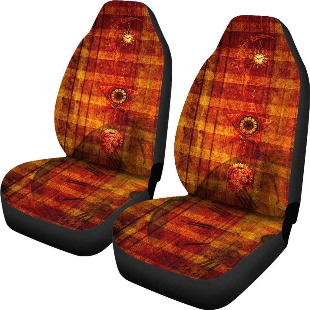Red Steampunk Clock Universal Fit Car Seat Covers GearFrost