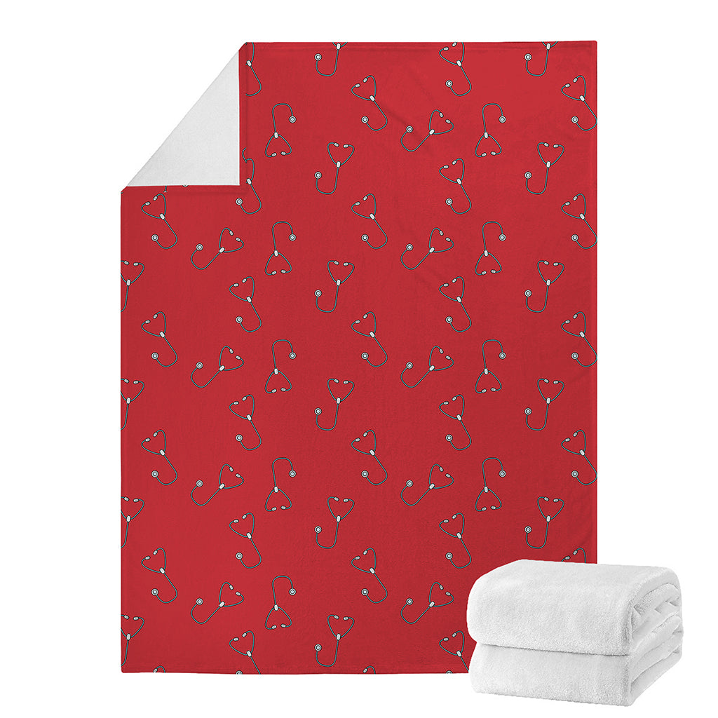 Red Stethoscope Pattern Print Blanket