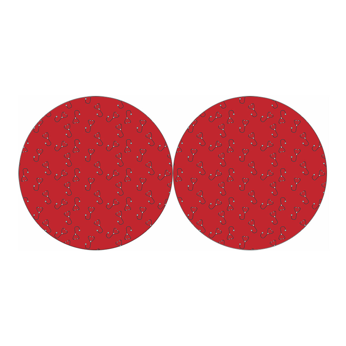 Red Stethoscope Pattern Print Car Coasters