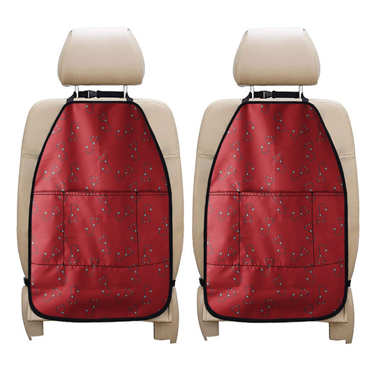 Red Stethoscope Pattern Print Car Seat Organizers
