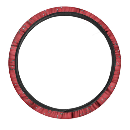 Red Stethoscope Pattern Print Car Steering Wheel Cover