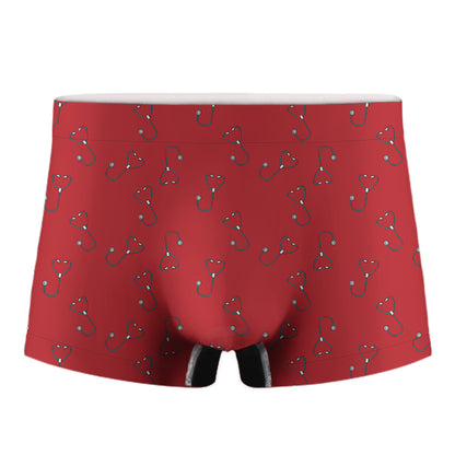 Red Stethoscope Pattern Print Men's Boxer Briefs