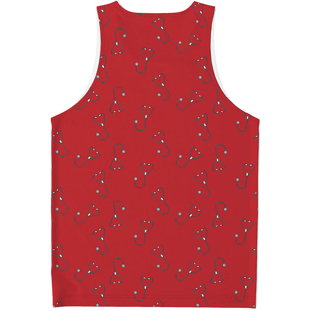 Red Stethoscope Pattern Print Men's Tank Top