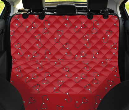Red Stethoscope Pattern Print Pet Car Back Seat Cover
