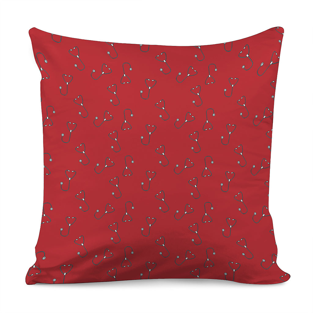 Red Stethoscope Pattern Print Pillow Cover