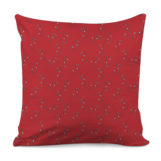 Red Stethoscope Pattern Print Pillow Cover