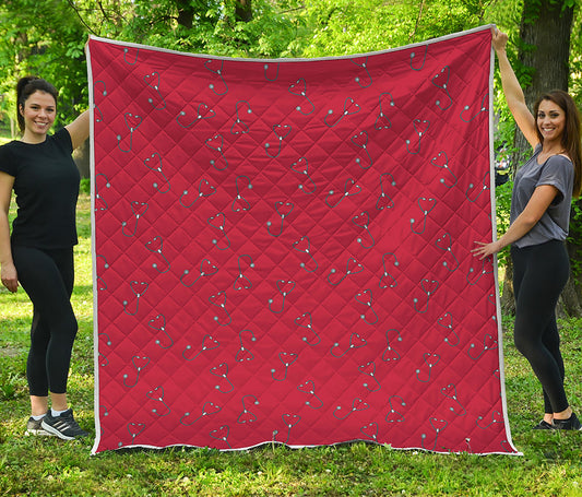 Red Stethoscope Pattern Print Quilt