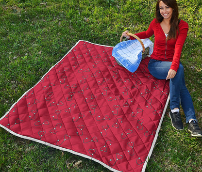 Red Stethoscope Pattern Print Quilt