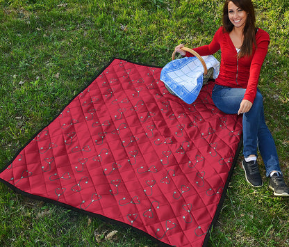 Red Stethoscope Pattern Print Quilt