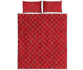 Red Stethoscope Pattern Print Quilt Bed Set