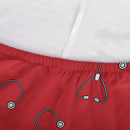 Red Stethoscope Pattern Print Sofa Cover