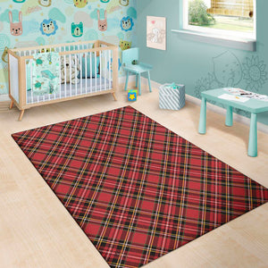 Red Stewart Tartan Pattern Print Area Rug