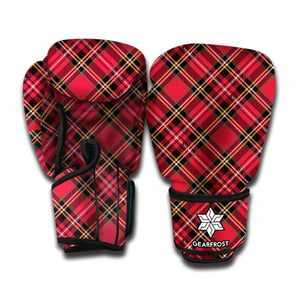 Red Stewart Tartan Pattern Print Boxing Gloves