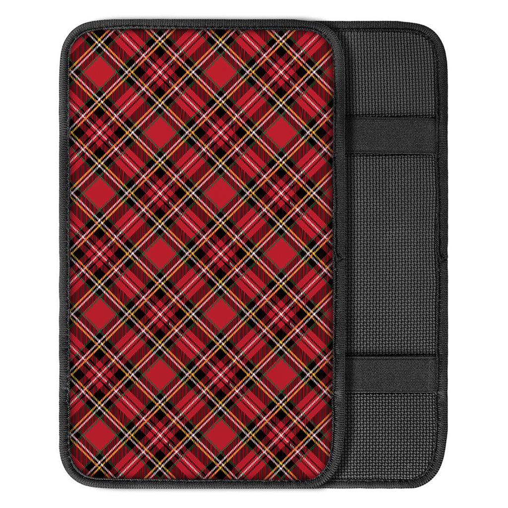 Red Stewart Tartan Pattern Print Car Center Console Cover