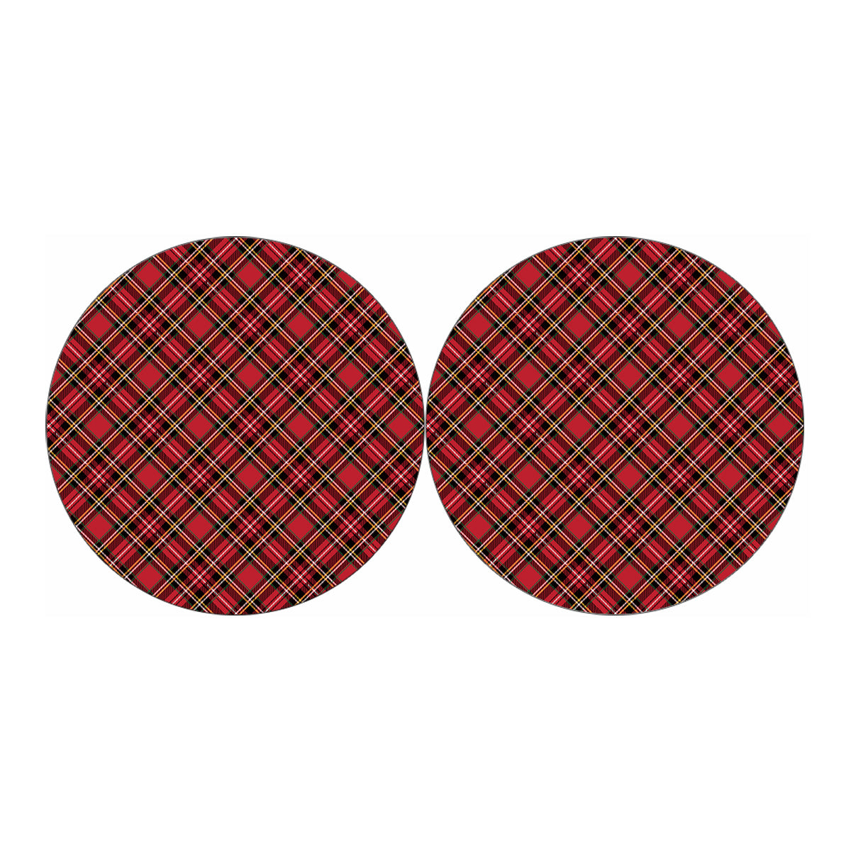 Red Stewart Tartan Pattern Print Car Coasters