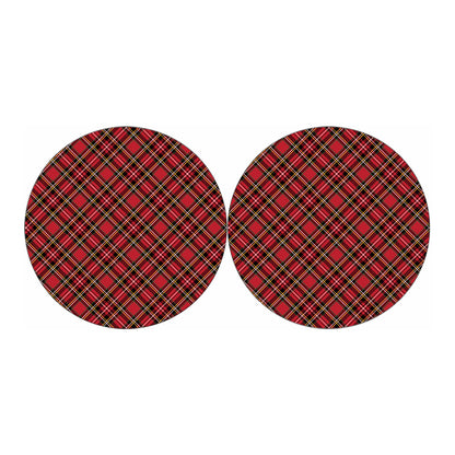 Red Stewart Tartan Pattern Print Car Coasters