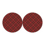 Red Stewart Tartan Pattern Print Car Coasters