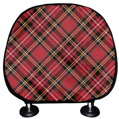 Red Stewart Tartan Pattern Print Car Headrest Covers