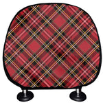 Red Stewart Tartan Pattern Print Car Headrest Covers