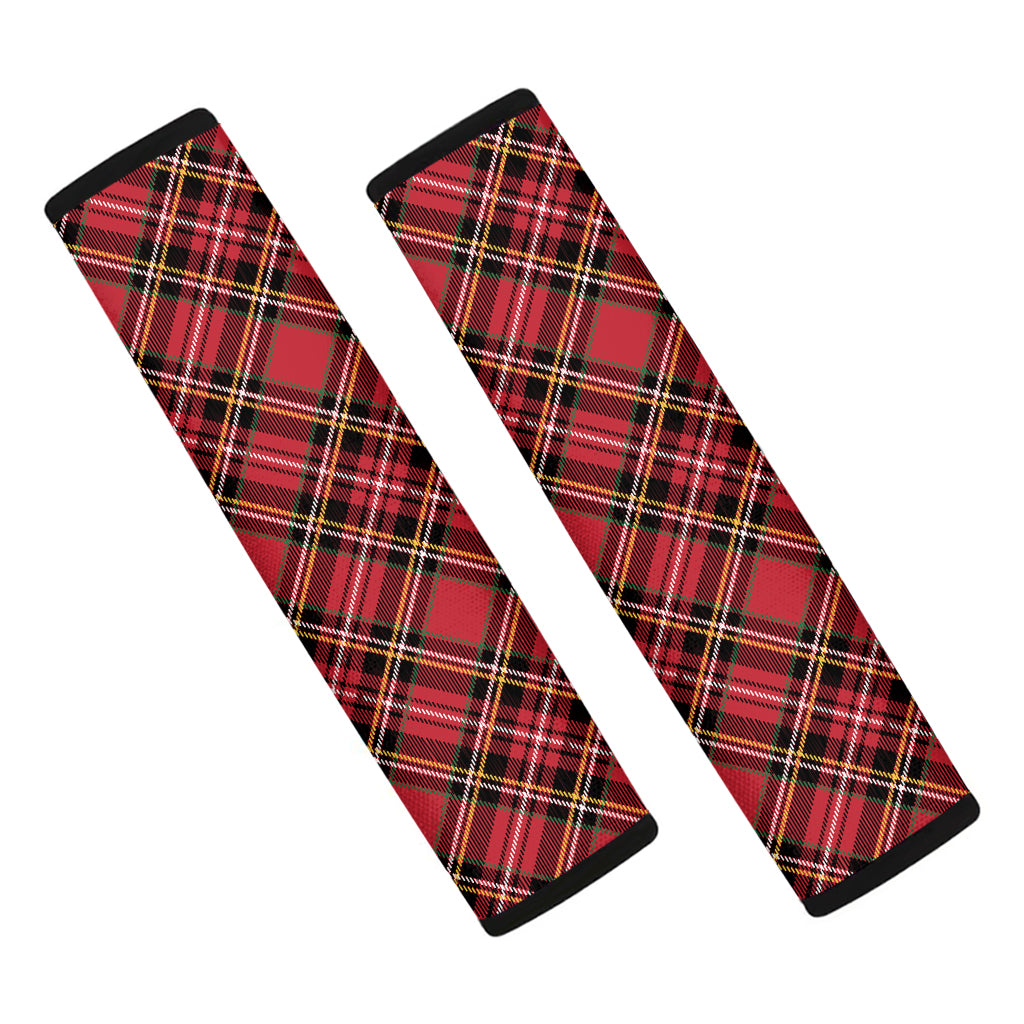 Red Stewart Tartan Pattern Print Car Seat Belt Covers