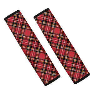 Red Stewart Tartan Pattern Print Car Seat Belt Covers