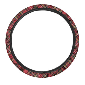 Red Stewart Tartan Pattern Print Car Steering Wheel Cover