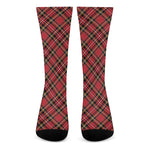 Red Stewart Tartan Pattern Print Crew Socks
