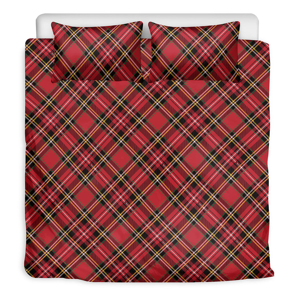 Red Stewart Tartan Pattern Print Duvet Cover Bedding Set