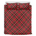 Red Stewart Tartan Pattern Print Duvet Cover Bedding Set