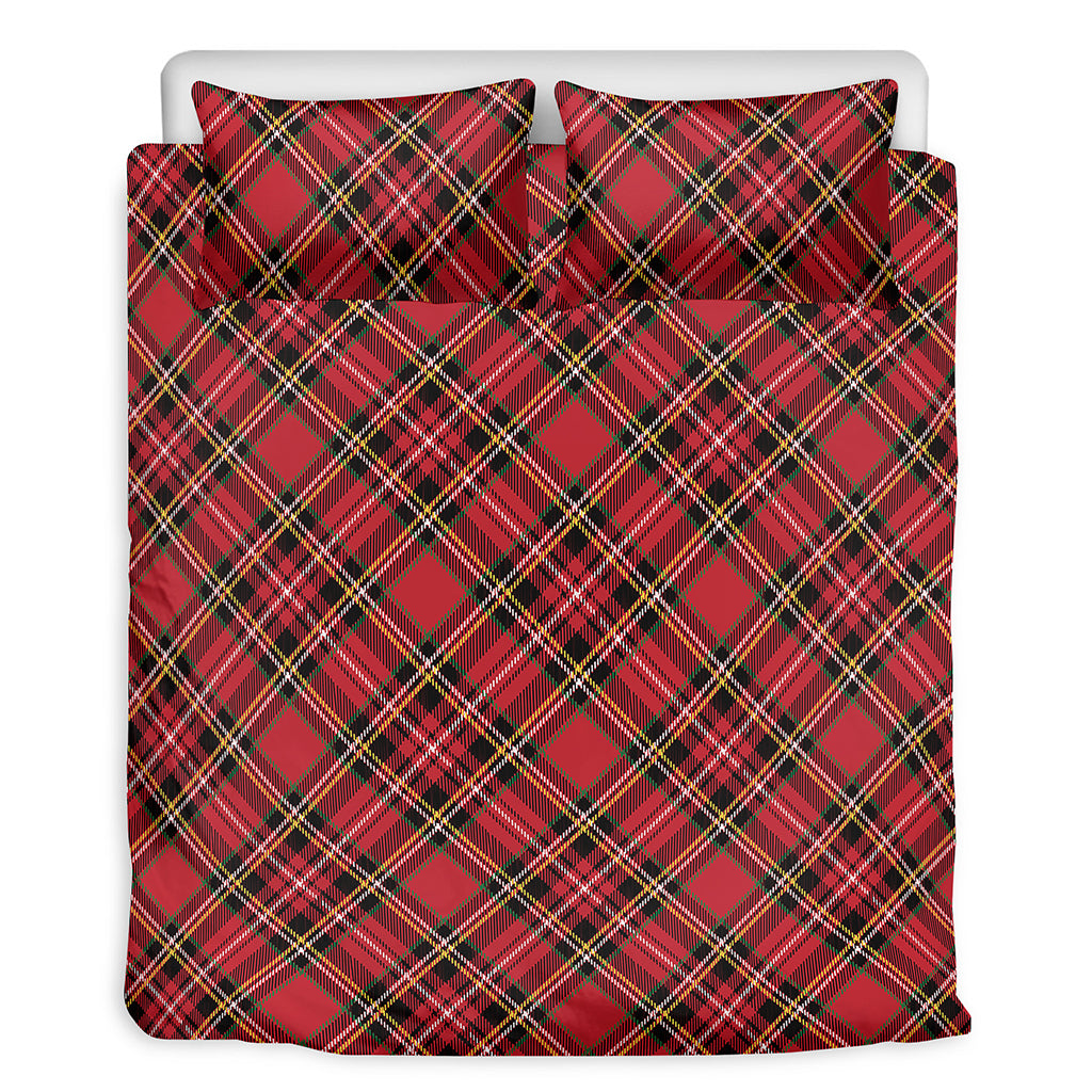 Red Stewart Tartan Pattern Print Duvet Cover Bedding Set