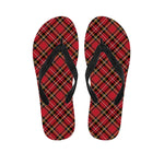 Red Stewart Tartan Pattern Print Flip Flops