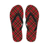 Red Stewart Tartan Pattern Print Flip Flops