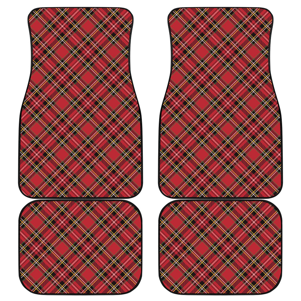 Red Stewart Tartan Pattern Print Front and Back Car Floor Mats