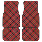 Red Stewart Tartan Pattern Print Front and Back Car Floor Mats