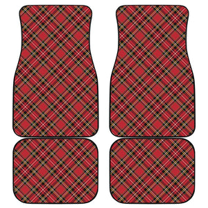 Red Stewart Tartan Pattern Print Front and Back Car Floor Mats