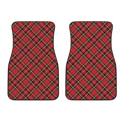 Red Stewart Tartan Pattern Print Front Car Floor Mats