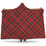 Red Stewart Tartan Pattern Print Hooded Blanket