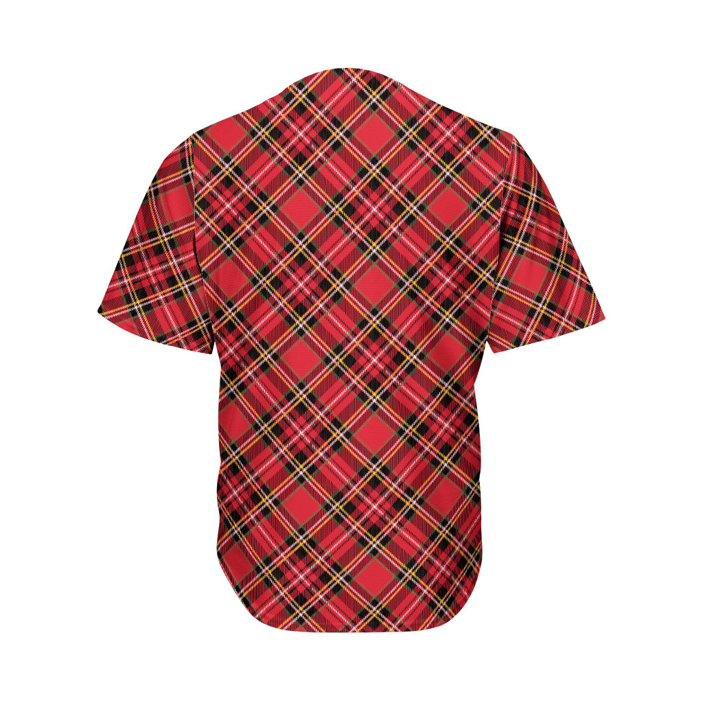 Red Stewart Tartan Pattern Print Men's Baseball Jersey