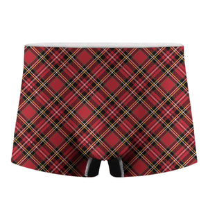 Red Stewart Tartan Pattern Print Men's Boxer Briefs